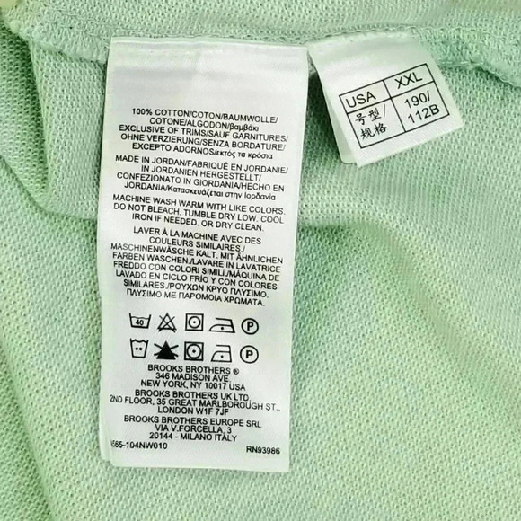 Brooks Brothers Slim Fit Size 2XL Embroidered Logo Green Cotton Performance Polo - Picture 9 of 10